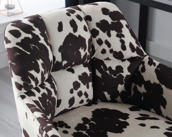 Modern Swivel Home Office Desk Chairs with Wheels and Arms Set of 2, Cow Print Velvet Height Adjustable Comfortable Ergonomic Desk Chairs, Wide Cute Cowhide Computer Armchairs for Living Room Home - Image 6