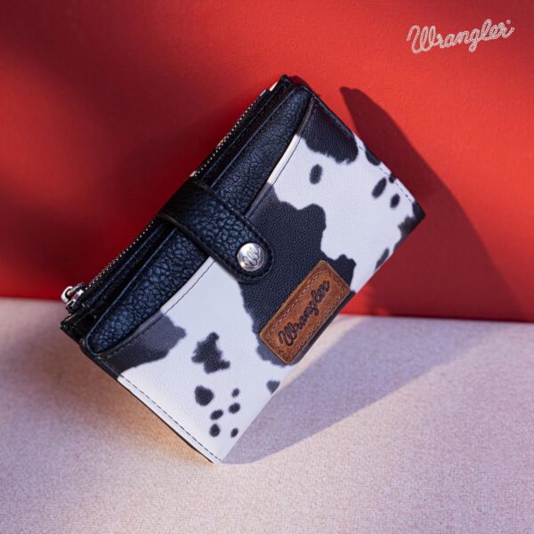 Wrangler Cow Print Women's Wallets Bifold Card Wallet Womens Thread Wallet Black Wallet for Ladies Female Travel Wallet with ID Window - Image 2