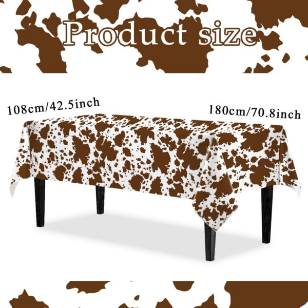 Highland Cow Decorations-3Pcs Cow Print Tablecloths Farm Animals Brown Cow Print Baby Shower Rectangular Plastic Table Cover Cowboy Birthday Party Supplies,Size 70.8X42.5inch - Image 4