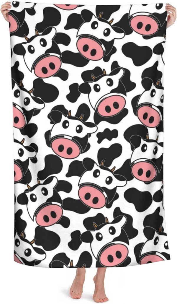 Cow Beach Towel Oversized, Ultra Soft Microfiber Beach Towels for Adults, Super Absorbent Quick Dry Pool Towel for Kids, Men, Women, Boys, Girls