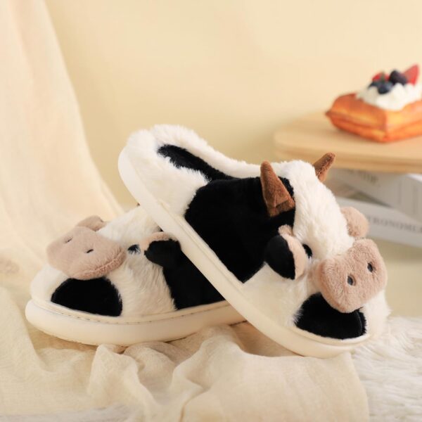 Cartoon Cow Cotton Slippers, Winter Indoor Outdoor Slippers for Women - Image 4