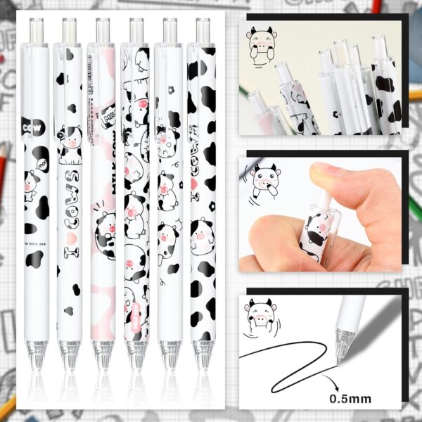 Sabary 18 Pieces Cow or Strawberry Print Stuff, 12 Cow Pens and 300 Sheets Cow Notes with 5 Styles, Aesthetic Pens, Cow Print Gifts for Christmas Office School Supplies for Cow Lover Gift (Cow) - Image 3