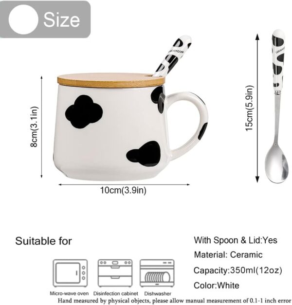 BigNoseDeer Cute Ceramic Cow Mug with 3D Cow Inside,Cow Print Coffee Mug,Cute Mugs with Lid Spoon,Cute Stuff Cool stuff Birthday Gifts Gifts for Women Girlfrend Kids13oz - Image 4