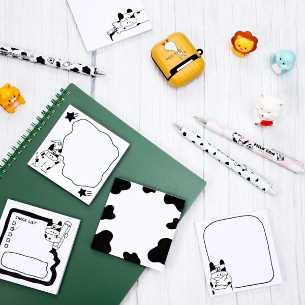 Sabary 18 Pieces Cow or Strawberry Print Stuff, 12 Cow Pens and 300 Sheets Cow Notes with 5 Styles, Aesthetic Pens, Cow Print Gifts for Christmas Office School Supplies for Cow Lover Gift (Cow) - Image 5