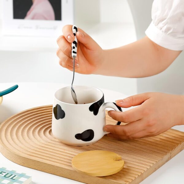 BigNoseDeer Cute Ceramic Cow Mug with 3D Cow Inside,Cow Print Coffee Mug,Cute Mugs with Lid Spoon,Cute Stuff Cool stuff Birthday Gifts Gifts for Women Girlfrend Kids13oz - Image 5