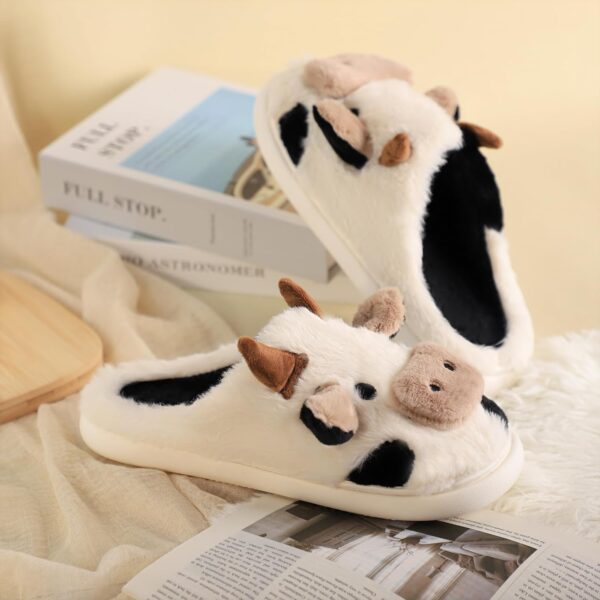 Cartoon Cow Cotton Slippers, Winter Indoor Outdoor Slippers for Women - Image 5