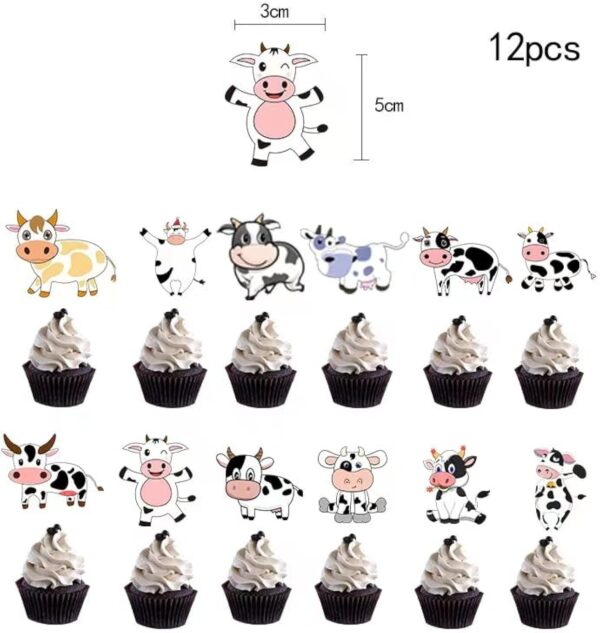 Cow Print Birthday Party Supplies for 20 Guests Happy Banner Plates Napkins Tablecloth Balloons Cupcake Toppers Kids Girls Boys Decorations (Buey-P-COW) - Image 6