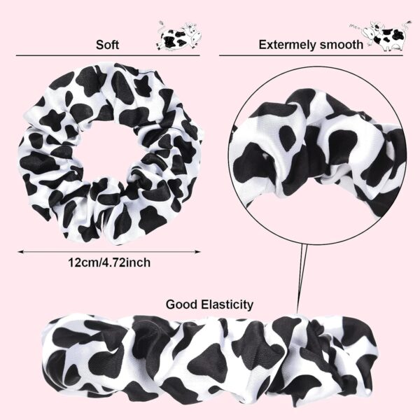 20 Pieces Western Cow Print Scrunchies Hair Scrunchies Sports Scrunchy Hair Ties Elastic Silk Satin Scrunchies Hairband Scrunchy Ponytail Holder for Player Team Hair Accessories(Black) - Image 2