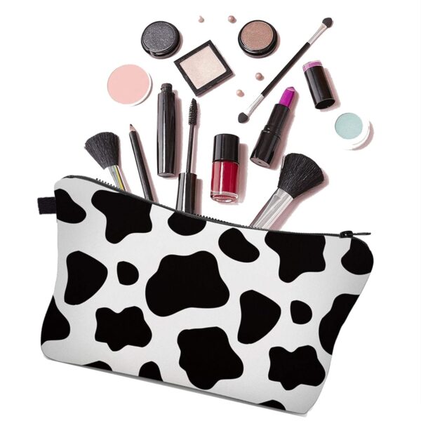 Meiyuuo Makeup Bag Bulk Cosmetic Bags Set 2PACK Organizers Medium Cosmetics Bag Small Make up Pouch for Purse for Women Ladies(Cute Cow Print) - Image 2