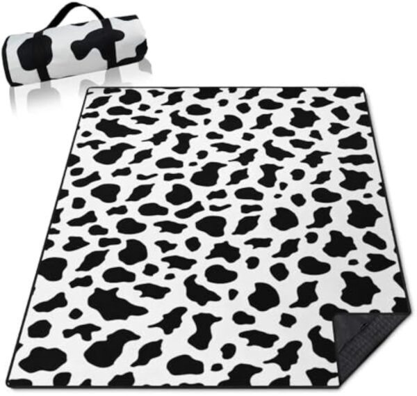 Cow Print Blankets Waterproof Foldable60’‘x80'',Cow Print Portable Outdoor Picnic Mat Water Resistant for Grass,Padded Lawn & Park Blanket for Camping,Cow Print Stuff