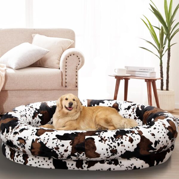 MACEVIA Giant Human Sized Dog Bed for People Adults, Orthopedic Extra Large Beds Office Nap Floor Lounger Floor Bed Gaming Chairs for Adults Pets Dogs Cats-Cow Print - Image 7