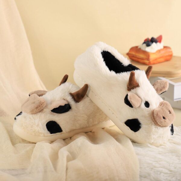 Cartoon Cow Cotton Slippers, Winter Indoor Outdoor Slippers for Women - Image 7