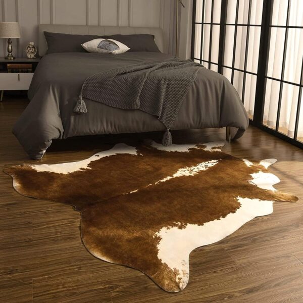 BENRON Small Cowhide Rug Accent Western Rug,2.3x3.6ft Cow Rug Faux Animal hide Rug Cute Rugs for Bedroom Entryway Kitchen Hallyway Calf Hide Leather Carpet,Khaki Brown - Image 48