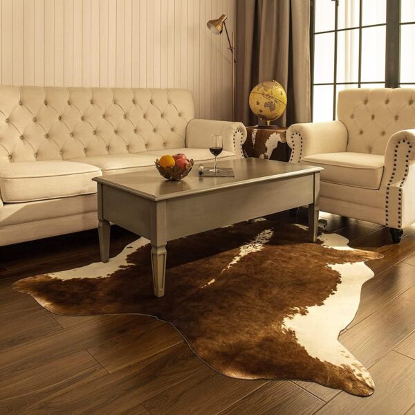 BENRON Small Cowhide Rug Accent Western Rug,2.3x3.6ft Cow Rug Faux Animal hide Rug Cute Rugs for Bedroom Entryway Kitchen Hallyway Calf Hide Leather Carpet,Khaki Brown - Image 49