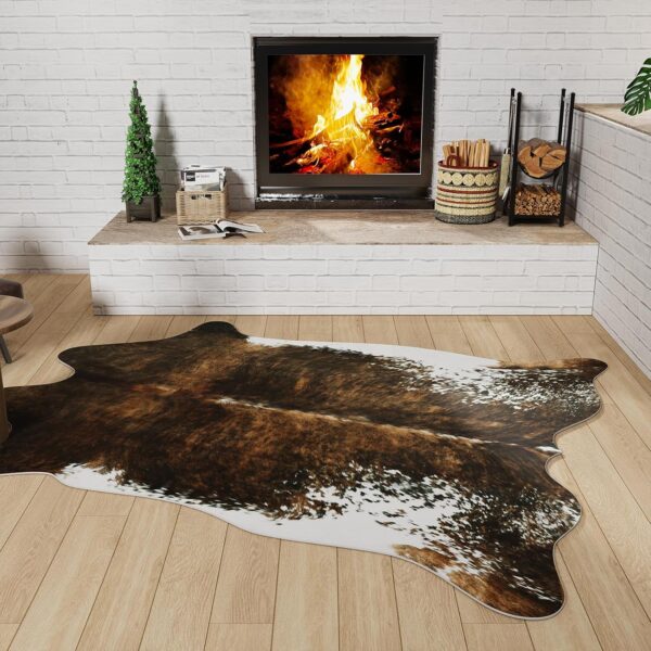 BENRON Small Cowhide Rug Accent Western Rug,2.3x3.6ft Cow Rug Faux Animal hide Rug Cute Rugs for Bedroom Entryway Kitchen Hallyway Calf Hide Leather Carpet,Khaki Brown - Image 54