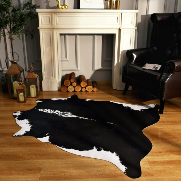 BENRON Small Cowhide Rug Accent Western Rug,2.3x3.6ft Cow Rug Faux Animal hide Rug Cute Rugs for Bedroom Entryway Kitchen Hallyway Calf Hide Leather Carpet,Khaki Brown - Image 27