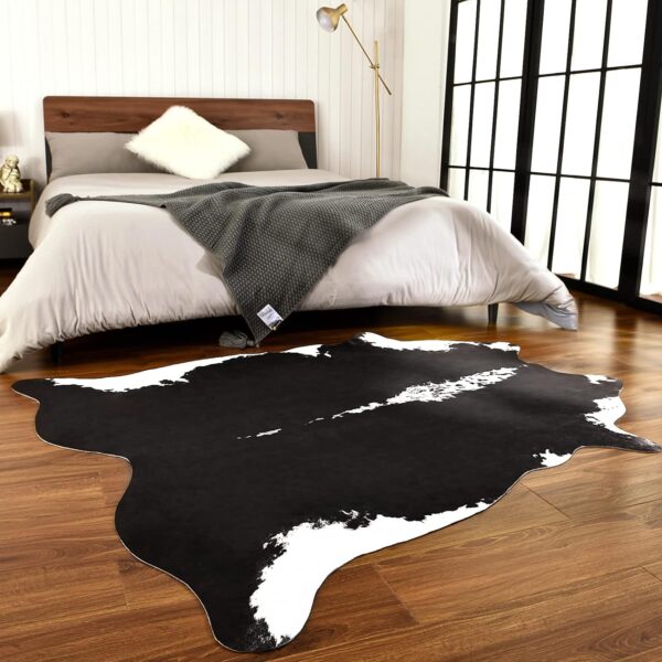 BENRON Small Cowhide Rug Accent Western Rug,2.3x3.6ft Cow Rug Faux Animal hide Rug Cute Rugs for Bedroom Entryway Kitchen Hallyway Calf Hide Leather Carpet,Khaki Brown - Image 28