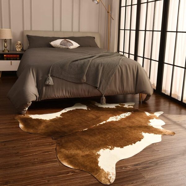 BENRON Small Cowhide Rug Accent Western Rug,2.3x3.6ft Cow Rug Faux Animal hide Rug Cute Rugs for Bedroom Entryway Kitchen Hallyway Calf Hide Leather Carpet,Khaki Brown - Image 33