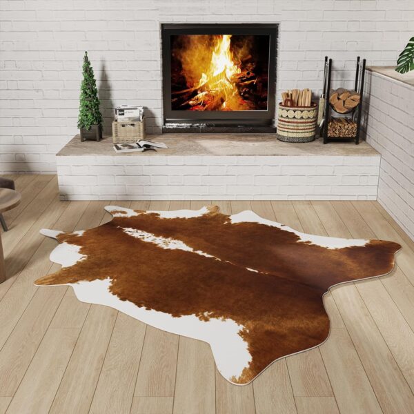 BENRON Small Cowhide Rug Accent Western Rug,2.3x3.6ft Cow Rug Faux Animal hide Rug Cute Rugs for Bedroom Entryway Kitchen Hallyway Calf Hide Leather Carpet,Khaki Brown - Image 34