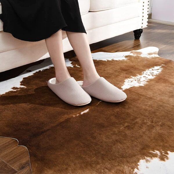 BENRON Small Cowhide Rug Accent Western Rug,2.3x3.6ft Cow Rug Faux Animal hide Rug Cute Rugs for Bedroom Entryway Kitchen Hallyway Calf Hide Leather Carpet,Khaki Brown - Image 35