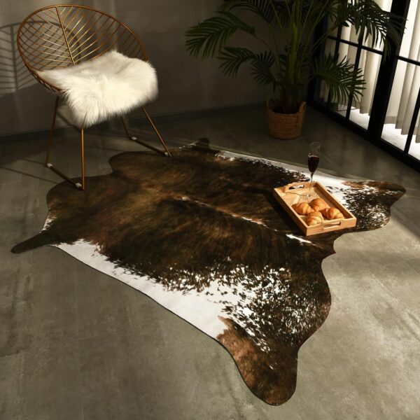 BENRON Small Cowhide Rug Accent Western Rug,2.3x3.6ft Cow Rug Faux Animal hide Rug Cute Rugs for Bedroom Entryway Kitchen Hallyway Calf Hide Leather Carpet,Khaki Brown - Image 39