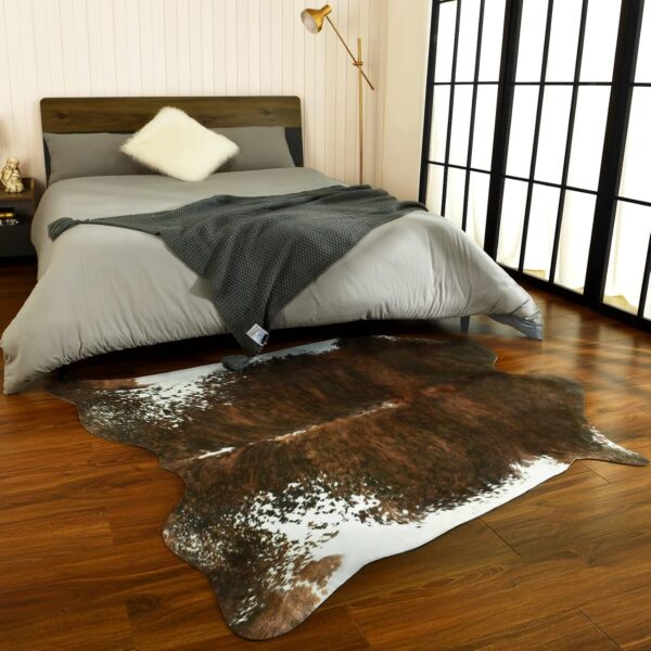 BENRON Small Cowhide Rug Accent Western Rug,2.3x3.6ft Cow Rug Faux Animal hide Rug Cute Rugs for Bedroom Entryway Kitchen Hallyway Calf Hide Leather Carpet,Khaki Brown - Image 40