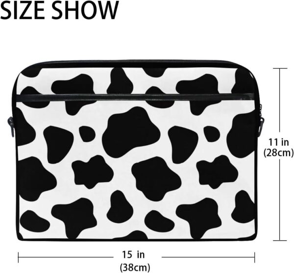 ALAZA Black and White Cow Print Laptop Case Bag Sleeve Portable Crossbody Messenger Briefcase Convertible w/Strap Pocket for MacBook Air Pro Surface Dell ASUS hp Lenovo 14-15.4 inch - Image 4