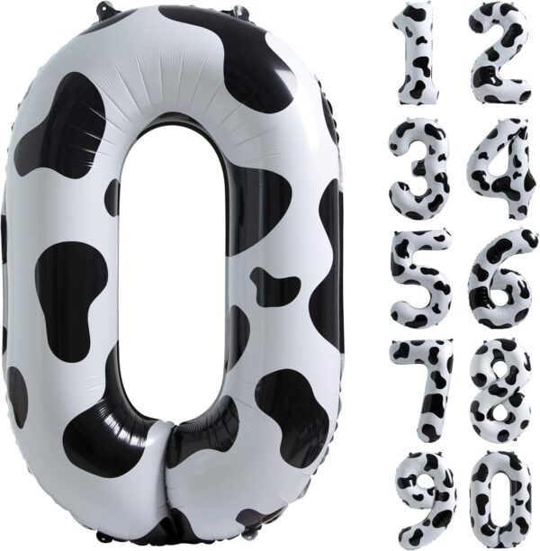 Cow Print Balloon Birthday Decorations Supplies,40 inch Number Balloon | Cow Themed Birthday Party Decorations | Farm Barn Decor for kids,Girl,Boy