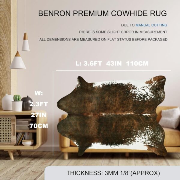 BENRON Small Cowhide Rug Accent Western Rug,2.3x3.6ft Cow Rug Faux Animal hide Rug Cute Rugs for Bedroom Entryway Kitchen Hallyway Calf Hide Leather Carpet,Khaki Brown - Image 13