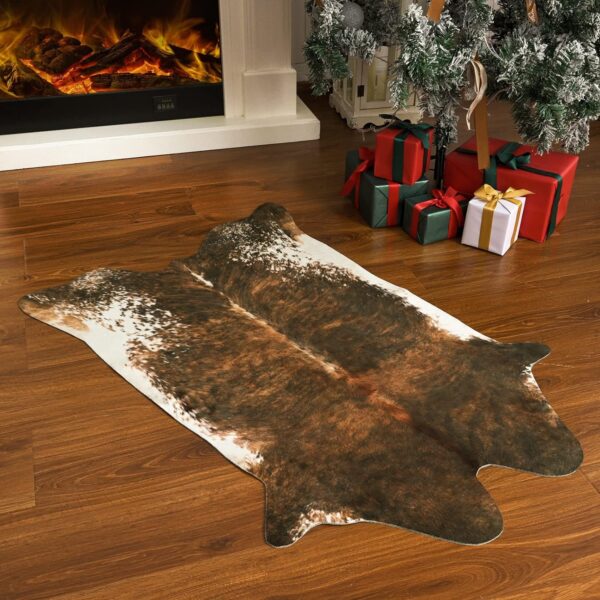 BENRON Small Cowhide Rug Accent Western Rug,2.3x3.6ft Cow Rug Faux Animal hide Rug Cute Rugs for Bedroom Entryway Kitchen Hallyway Calf Hide Leather Carpet,Khaki Brown - Image 18