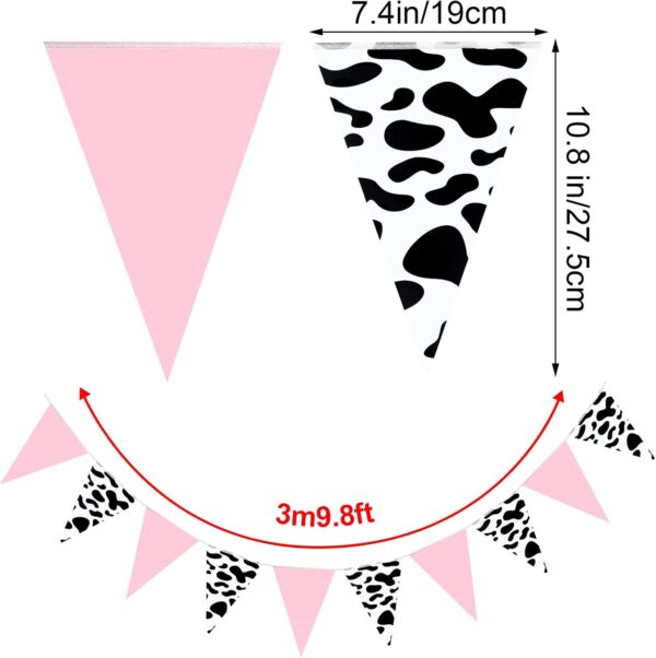 Boao 5 Packs Cow Print Pennant Banners, Cow Bunting Banner Birthday Party Supplies for Farm Animal Theme Party Western Cowboy Party Theme Decoration, 7.4 x 10.8 Inch (Classic) - Image 6