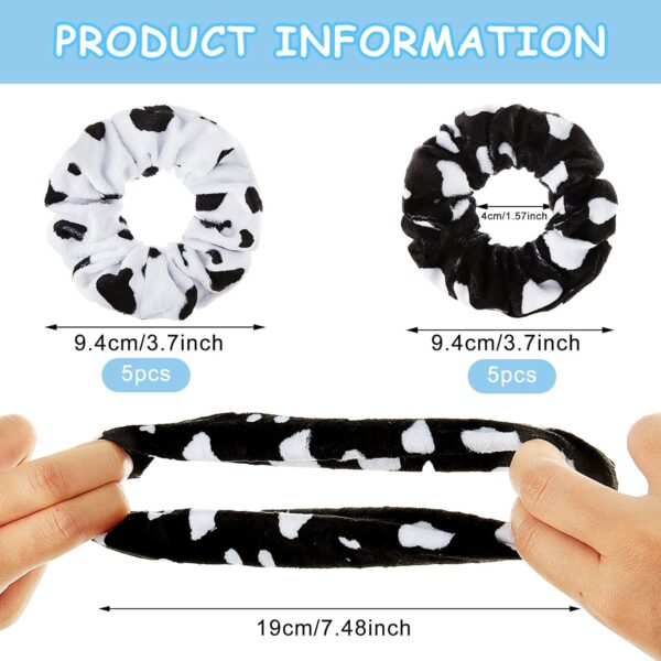 10 Pieces Cow Print Scrunchies Hair Ropes Cow Ponytail Printing Elastic Hair Ropes Round Hair Bands Cloth Hair Scrunchies for Women Girls Hair Accessories Party Decoration Supplies - Image 2