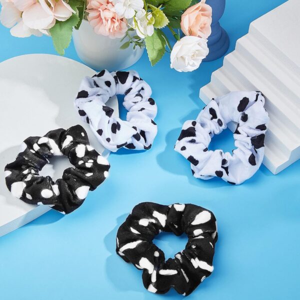 10 Pieces Cow Print Scrunchies Hair Ropes Cow Ponytail Printing Elastic Hair Ropes Round Hair Bands Cloth Hair Scrunchies for Women Girls Hair Accessories Party Decoration Supplies - Image 3