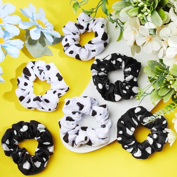 10 Pieces Cow Print Scrunchies Hair Ropes Cow Ponytail Printing Elastic Hair Ropes Round Hair Bands Cloth Hair Scrunchies for Women Girls Hair Accessories Party Decoration Supplies - Image 4