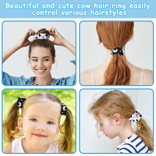 10 Pieces Cow Print Scrunchies Hair Ropes Cow Ponytail Printing Elastic Hair Ropes Round Hair Bands Cloth Hair Scrunchies for Women Girls Hair Accessories Party Decoration Supplies - Image 5