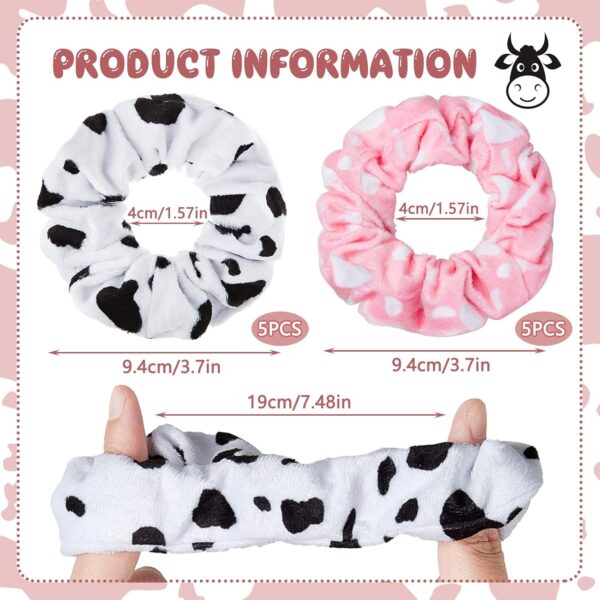 10 Pieces Cow Print Scrunchies Hair Ropes Cow Ponytail Printing Elastic Hair Ropes Round Hair Bands Cloth Hair Scrunchies for Women Girls Hair Accessories Party Decoration Supplies - Image 6