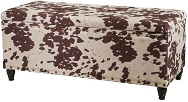 Christopher Knight Home Tatiana Velvet Storage Ottoman, Milk Cow / Dark Brown - Image 5