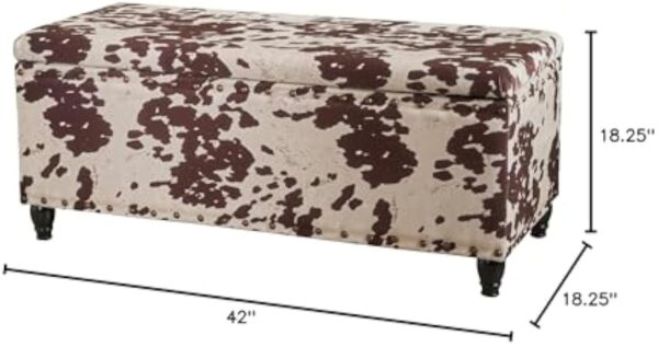 Christopher Knight Home Tatiana Velvet Storage Ottoman, Milk Cow / Dark Brown - Image 3